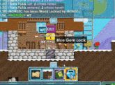 a screenshot of a video game with the words blue gem lock on it