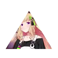 a pyramid with a picture of a blonde anime girl on it