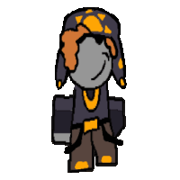 a pixel art drawing of a man wearing a hat and a necklace .