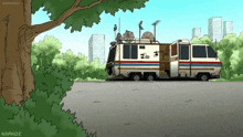 a cartoon drawing of a van that says narkoz on the bottom right