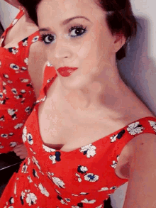 Selfie Red Dress GIF - Selfie Red Dress Red Lipstick GIFs