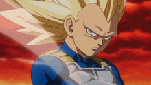 a close up of a dragon ball z character with a serious look on his face