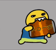 a cartoon character holds a can of blox soda