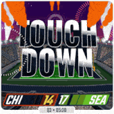 a football stadium with the words touch down written on it