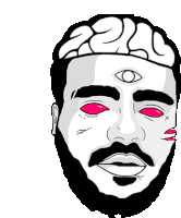 a man with a beard has a third eye on his forehead