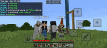 a screenshot of a minecraft game shows a group of people standing together