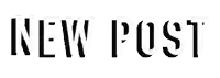 the word new post is written in black letters on a white background