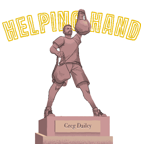 Helping Hand Greg Dailey Sticker - Helping Hand Greg Dailey Statue Stickers