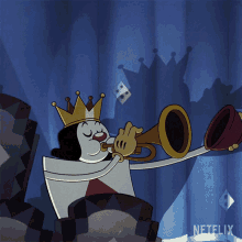 playing the trumpet the cuphead show blow the horn playing music musician