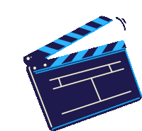a blue and black clapper board with a white stripe on the side