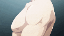 a cartoon drawing of a man 's torso with a blue background