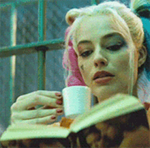 Harley Quinn Cup Of Coffee GIF