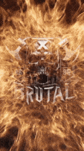 a poster with a skull and the word brutal written on it