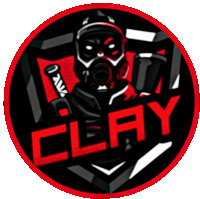a clay logo with a gas mask on