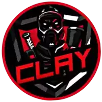a clay logo with a gas mask on