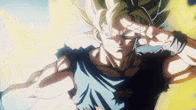 a close up of a cartoon character with a hand on his face