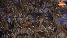 a crowd of people with a nickelodeon logo on the bottom