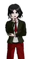 a man in a suit and tie is standing with his hand on his face