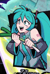 a cartoon of hatsune miku with the number 01 on her sleeve