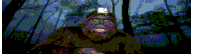 a pixelated image of a gorilla with a headlamp on his head