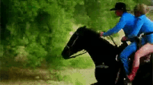 a man in a cowboy hat is riding a horse
