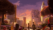 a cartoon scene with a bottle of heinz ketchup