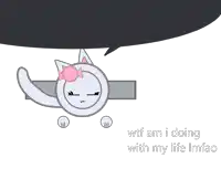 a cartoon of a cat with a speech bubble behind it