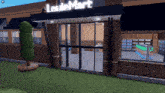 a brick building with a sign that says louie mart on it