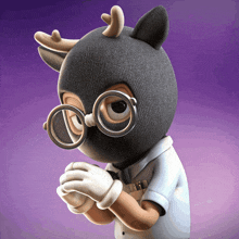 a cartoon character wearing a mask and glasses is praying