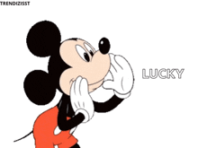 a cartoon of mickey mouse saying i love you