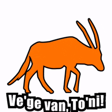 a drawing of an antelope with the words ve ge van to ni