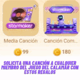 a starmaker icon next to a media cancion one