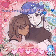 a picture of a man and a woman with the words guest loves danii written above them