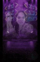 a purple background with a woman and the words i love on it
