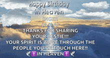happy birthday in heaven inger aka thanks for sharing your bestie !!! your spirit is alive through the people you 've touch here !!