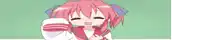 a cartoon girl with pink hair is waving her hand in front of a green background .