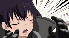 a black and white cartoon of a girl with her eyes closed and mouth open