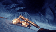 a sniper rifle is being used in a video game scene