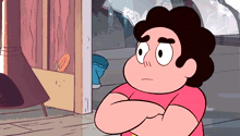 a cartoon character is standing with his arms crossed and looking at something