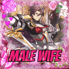 a picture of a man with a sword and the word male wife
