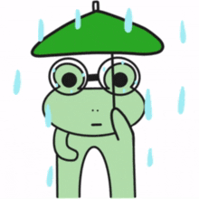 frog glasses green doodle unbrella