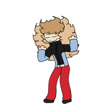 a cartoon drawing of a girl with her arms outstretched