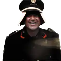 a man wearing a helmet and a hat that says arabelis