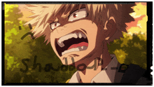 a picture of a boy with his mouth open and the word shaddo on it