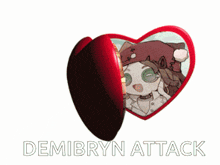 a picture of demibryn attack with two hearts in the background