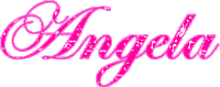 the name angela is written in a pink font