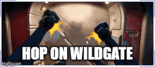 a screenshot of a video game with the caption hop on wildgate