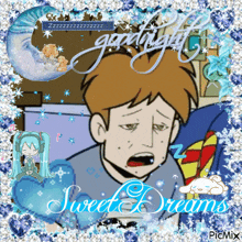 a picture of a cartoon character with the words sweet dreams written on it