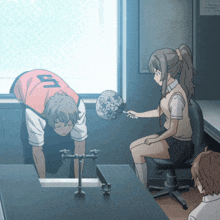 a boy with the number 6 on his back is bending down