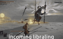 a video game scene with the words incoming libraling